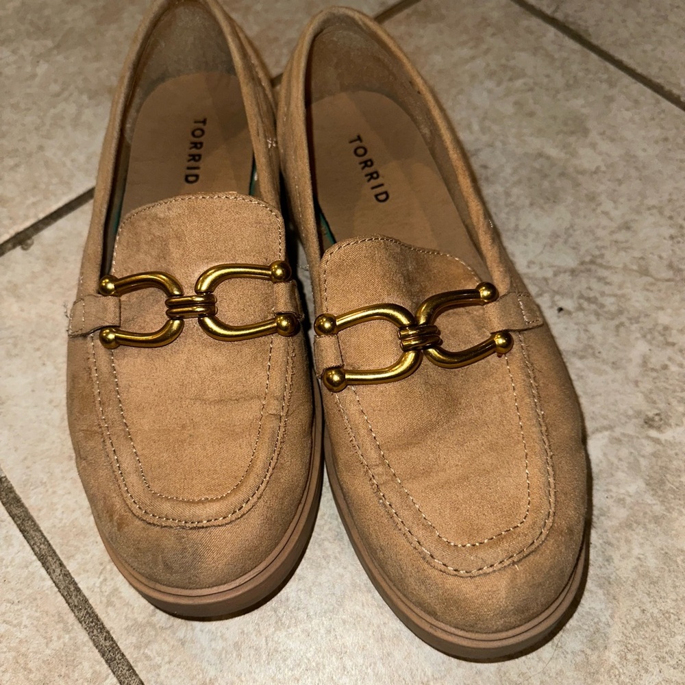 Torrid Camel Loafers with Brass Detail | Size 7